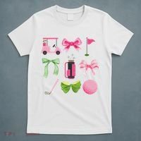 Coquette Bow Golf Cart Game Day Golfing Golfer Golf Lover T-Shirt thumb 5