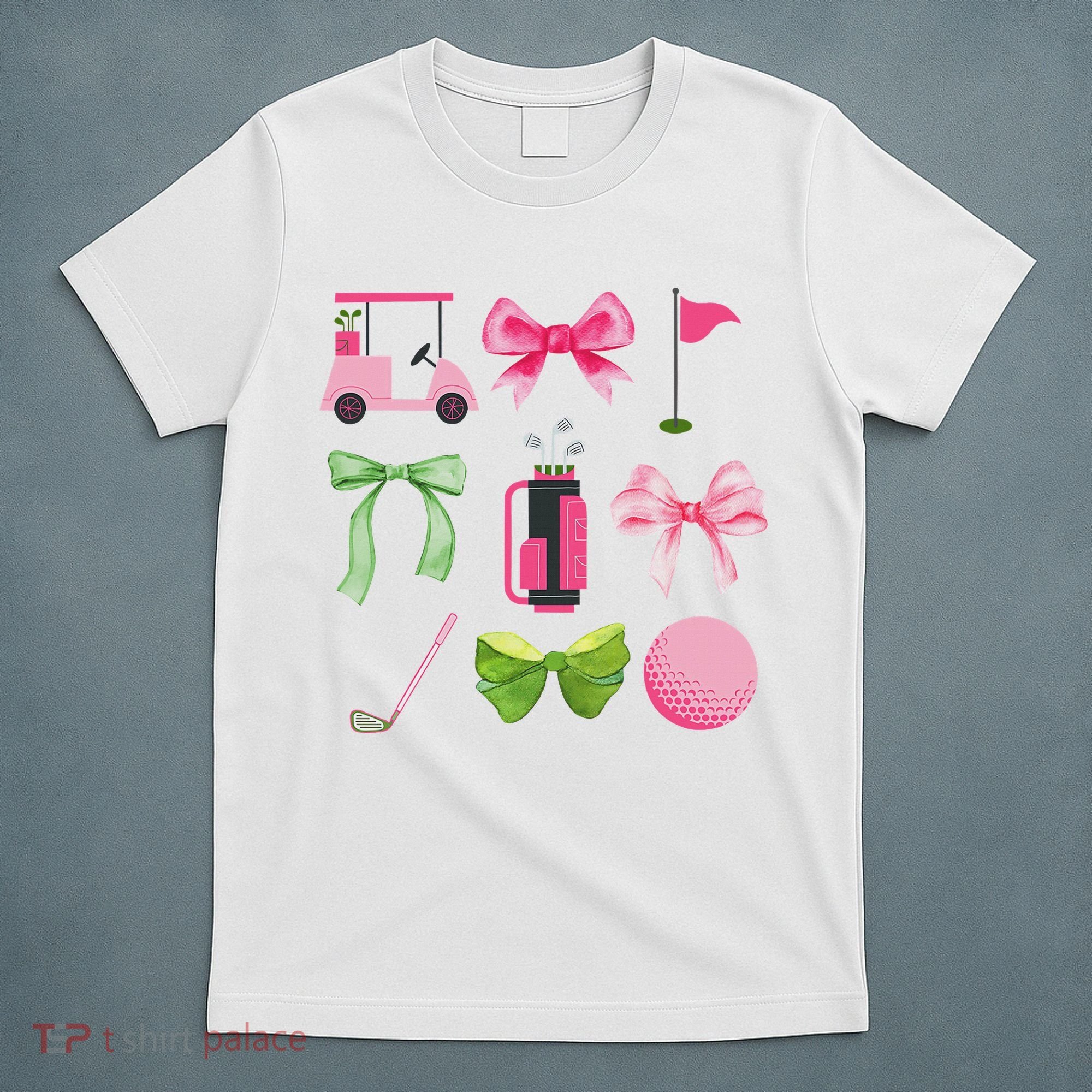 Coquette Bow Golf Cart Game Day Golfing Golfer Golf Lover T-Shirt