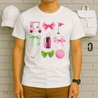 Coquette Bow Golf Cart Game Day Golfing Golfer Golf Lover T-Shirt thumb 6