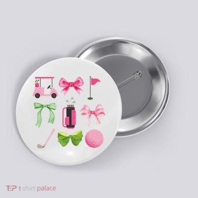 Coquette Bow Golf Cart Game Day Golfing Golfer Golf Lover Button