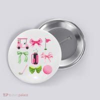Coquette Bow Golf Cart Game Day Golfing Golfer Golf Lover Button thumb 0