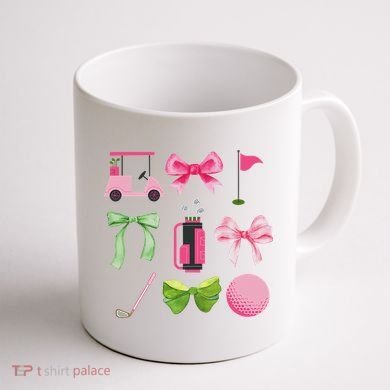 Coquette Bow Golf Cart Game Day Golfing Golfer Golf Lover Coffee Mug back