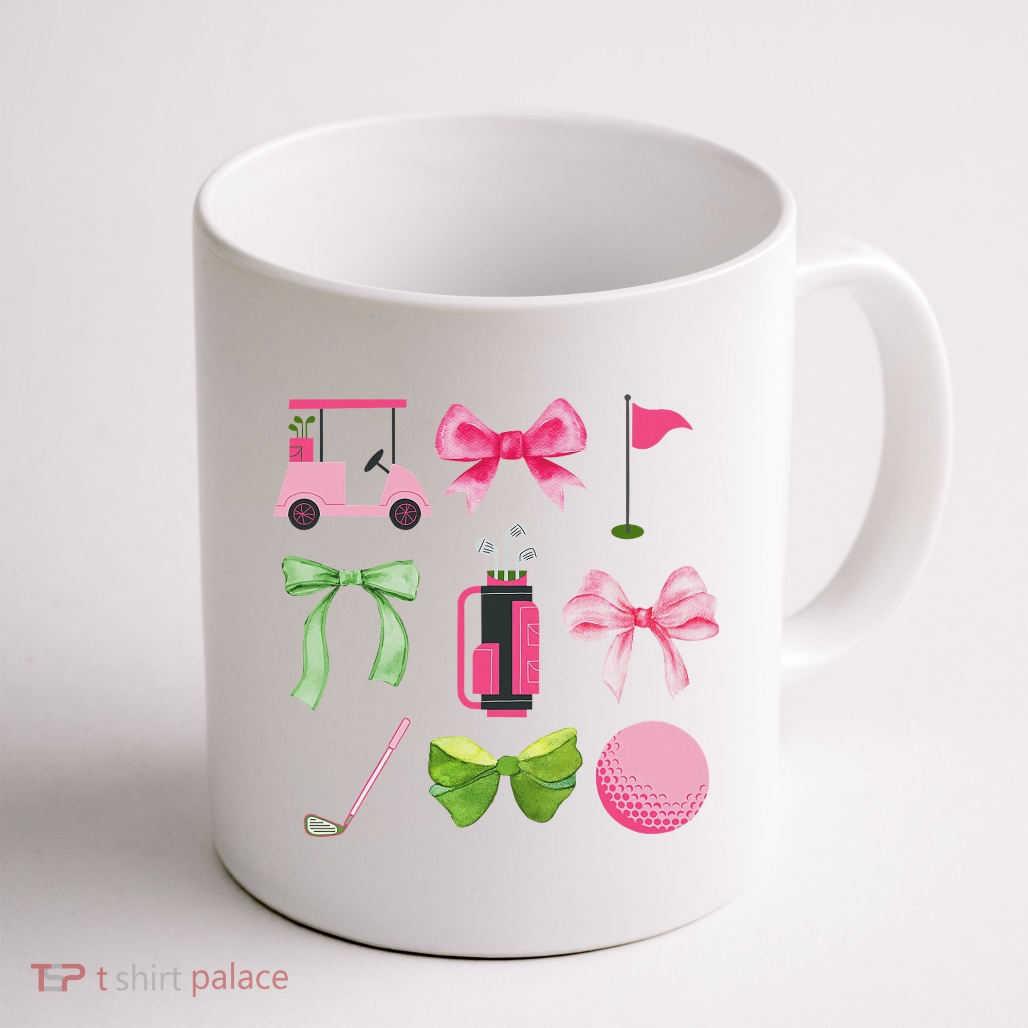 Coquette Bow Golf Cart Game Day Golfing Golfer Golf Lover Coffee Mug