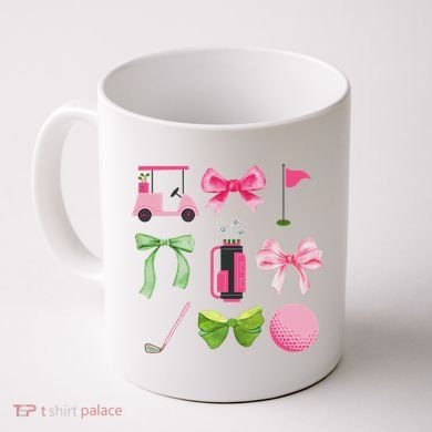 Coquette Bow Golf Cart Game Day Golfing Golfer Golf Lover Coffee Mug