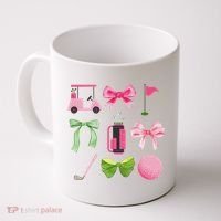 Coquette Bow Golf Cart Game Day Golfing Golfer Golf Lover Coffee Mug thumb 0