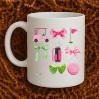 Coquette Bow Golf Cart Game Day Golfing Golfer Golf Lover Coffee Mug thumb 2