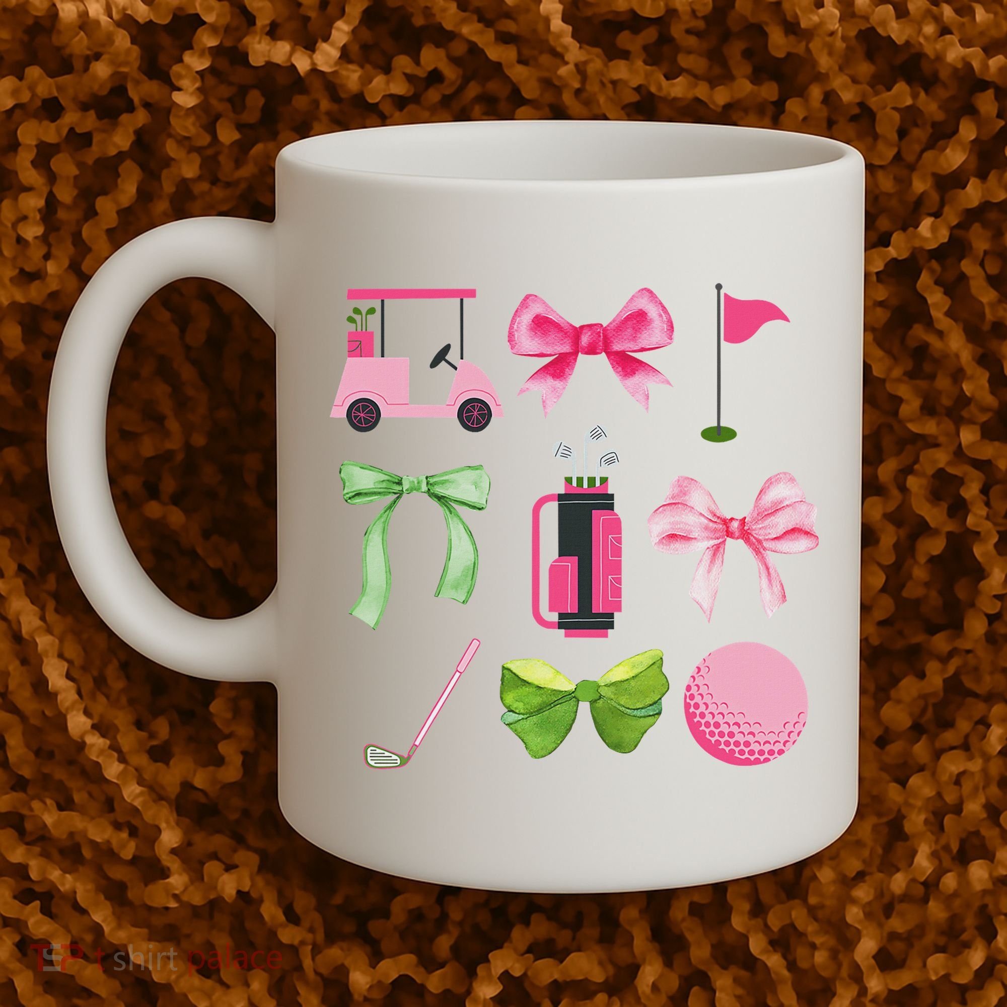 Coquette Bow Golf Cart Game Day Golfing Golfer Golf Lover Coffee Mug