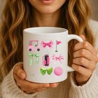 Coquette Bow Golf Cart Game Day Golfing Golfer Golf Lover Coffee Mug thumb 3