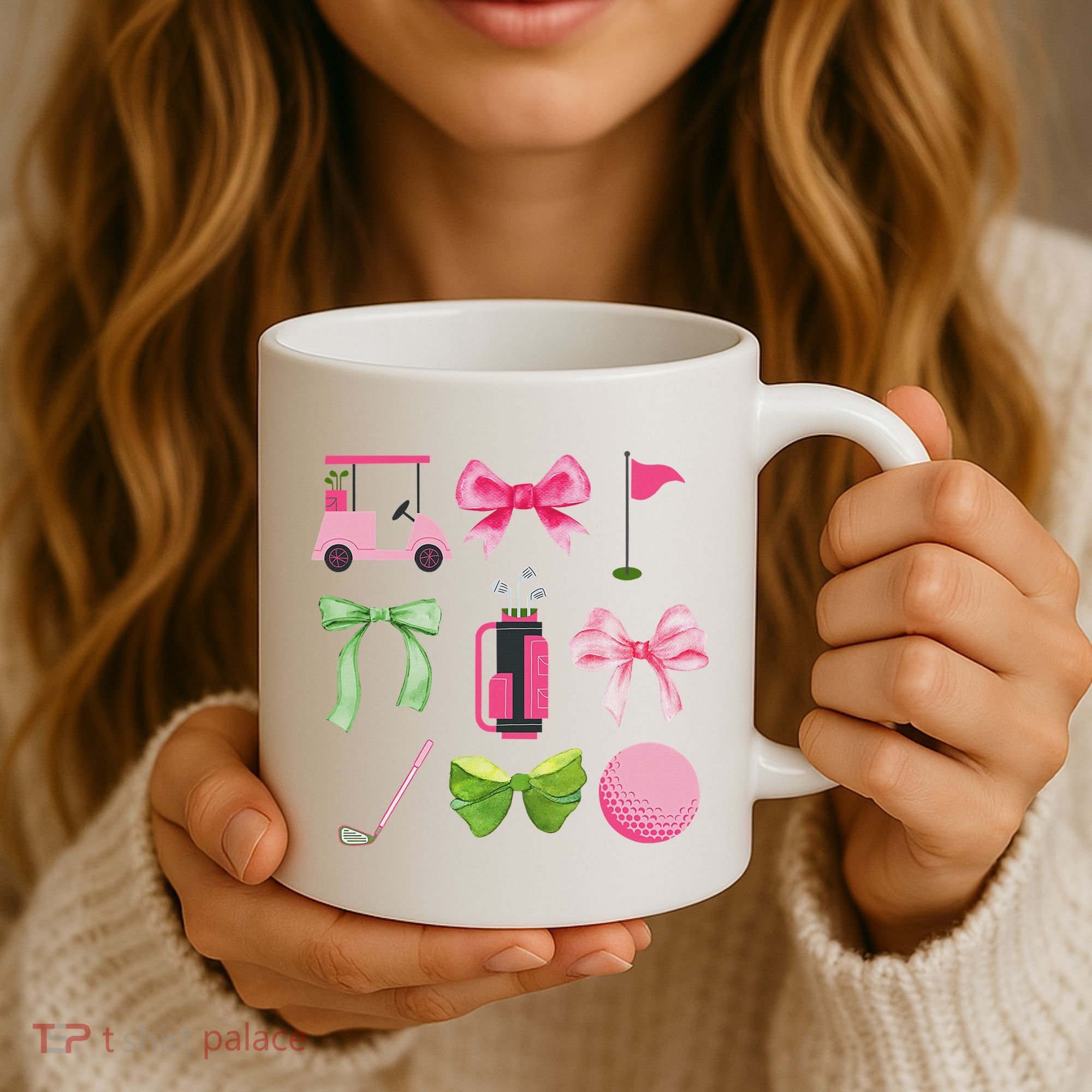 Coquette Bow Golf Cart Game Day Golfing Golfer Golf Lover Coffee Mug