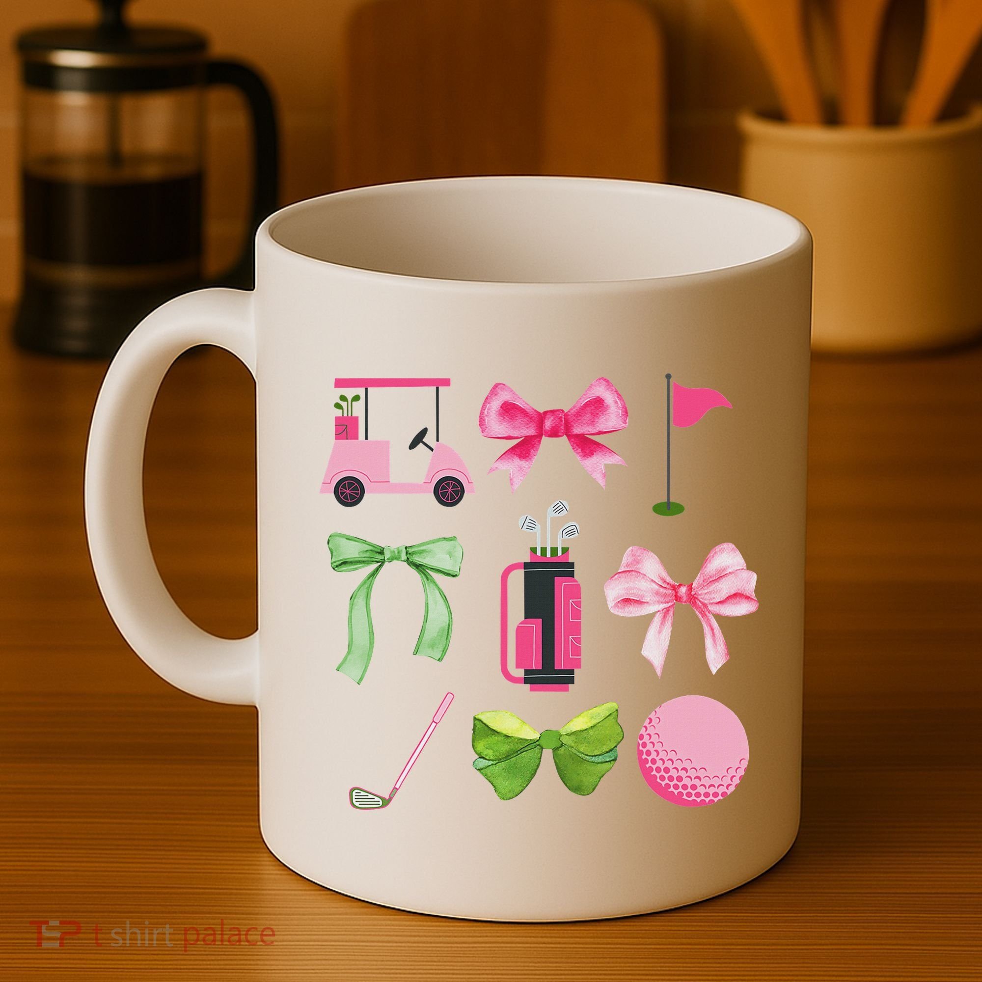 Coquette Bow Golf Cart Game Day Golfing Golfer Golf Lover Coffee Mug