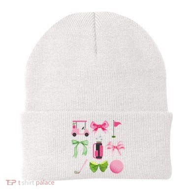 Coquette Bow Golf Cart Game Day Golfing Golfer Golf Lover Beanie
