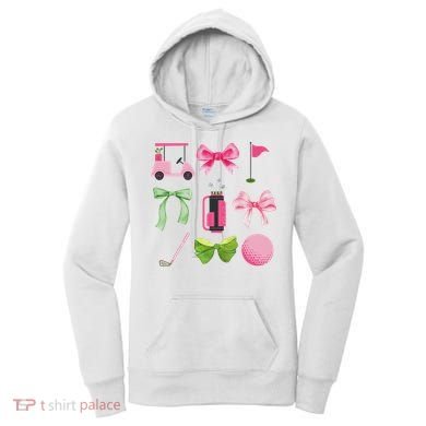 Coquette Bow Golf Cart Game Day Golfing Golfer Golf Lover Women's Hoodie