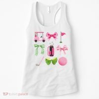 Coquette Bow Golf Cart Game Day Golfing Golfer Golf Lover Women's Tank Top thumb 0