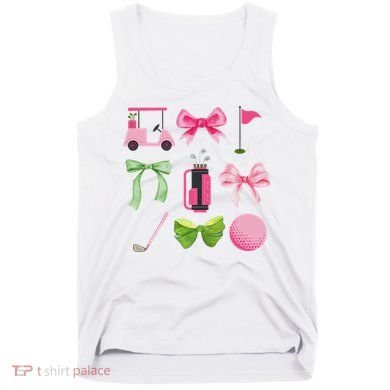 Coquette Bow Golf Cart Game Day Golfing Golfer Golf Lover Tank Top