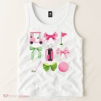 Coquette Bow Golf Cart Game Day Golfing Golfer Golf Lover Tank Top thumb 2