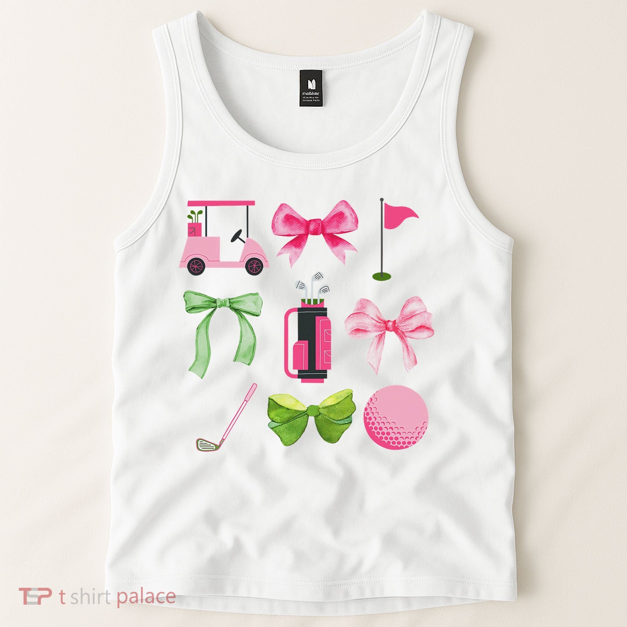 Coquette Bow Golf Cart Game Day Golfing Golfer Golf Lover Tank Top