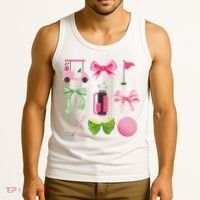 Coquette Bow Golf Cart Game Day Golfing Golfer Golf Lover Tank Top thumb 3