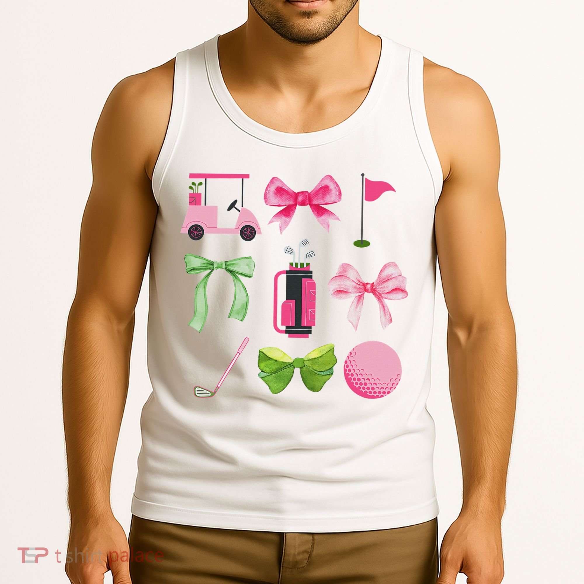 Coquette Bow Golf Cart Game Day Golfing Golfer Golf Lover Tank Top