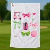 Coquette Bow Golf Cart Game Day Golfing Golfer Golf Lover Golf Towel thumb 1