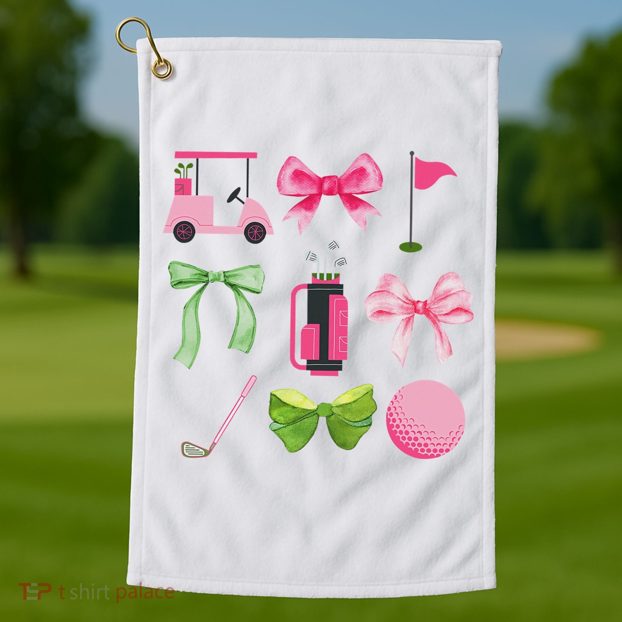 Coquette Bow Golf Cart Game Day Golfing Golfer Golf Lover Golf Towel