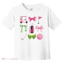 Coquette Bow Golf Cart Game Day Golfing Golfer Golf Lover Toddler T-Shirt thumb 0