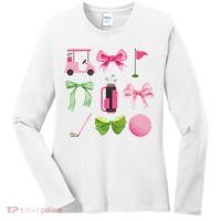 Coquette Bow Golf Cart Game Day Golfing Golfer Golf Lover Women's Long Sleeve Shirt thumb 0