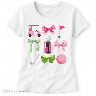 Coquette Bow Golf Cart Game Day Golfing Golfer Golf Lover Women's T-Shirt