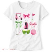 Coquette Bow Golf Cart Game Day Golfing Golfer Golf Lover Women's T-Shirt thumb 0
