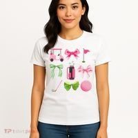 Coquette Bow Golf Cart Game Day Golfing Golfer Golf Lover Women's T-Shirt thumb 4