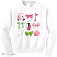 Coquette Bow Golf Cart Game Day Golfing Golfer Golf Lover Kids Sweatshirt thumb 0