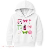 Coquette Bow Golf Cart Game Day Golfing Golfer Golf Lover Kids Hoodie thumb 0