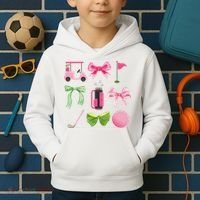 Coquette Bow Golf Cart Game Day Golfing Golfer Golf Lover Kids Hoodie thumb 2