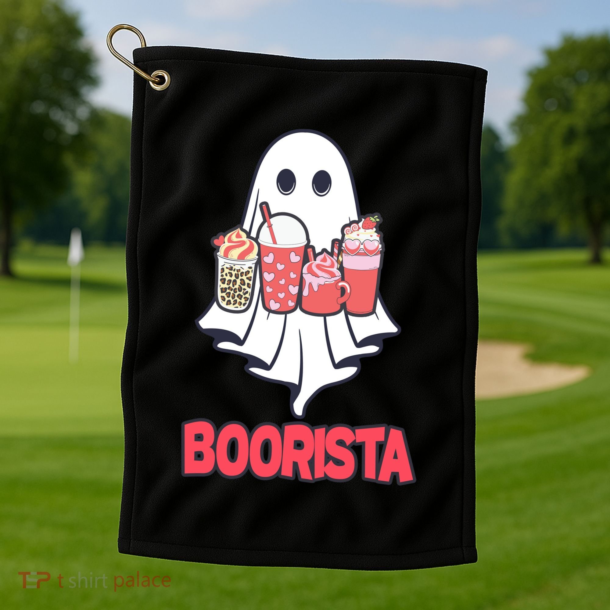 Coffee Boorista Ghost Halloween Barista Golf Towel