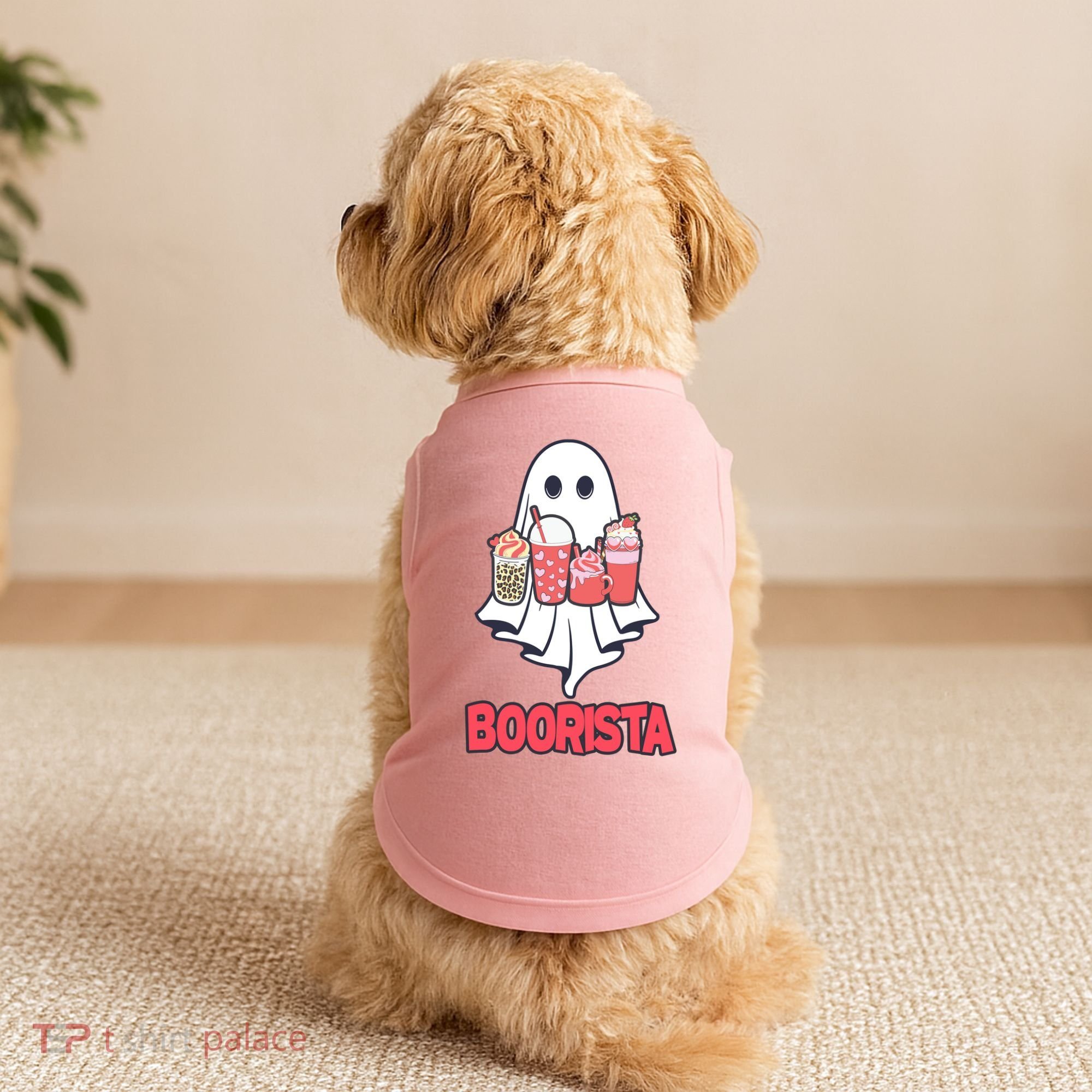Coffee Boorista Ghost Halloween Barista Doggie Tank