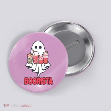 Coffee Boorista Ghost Halloween Barista Button
