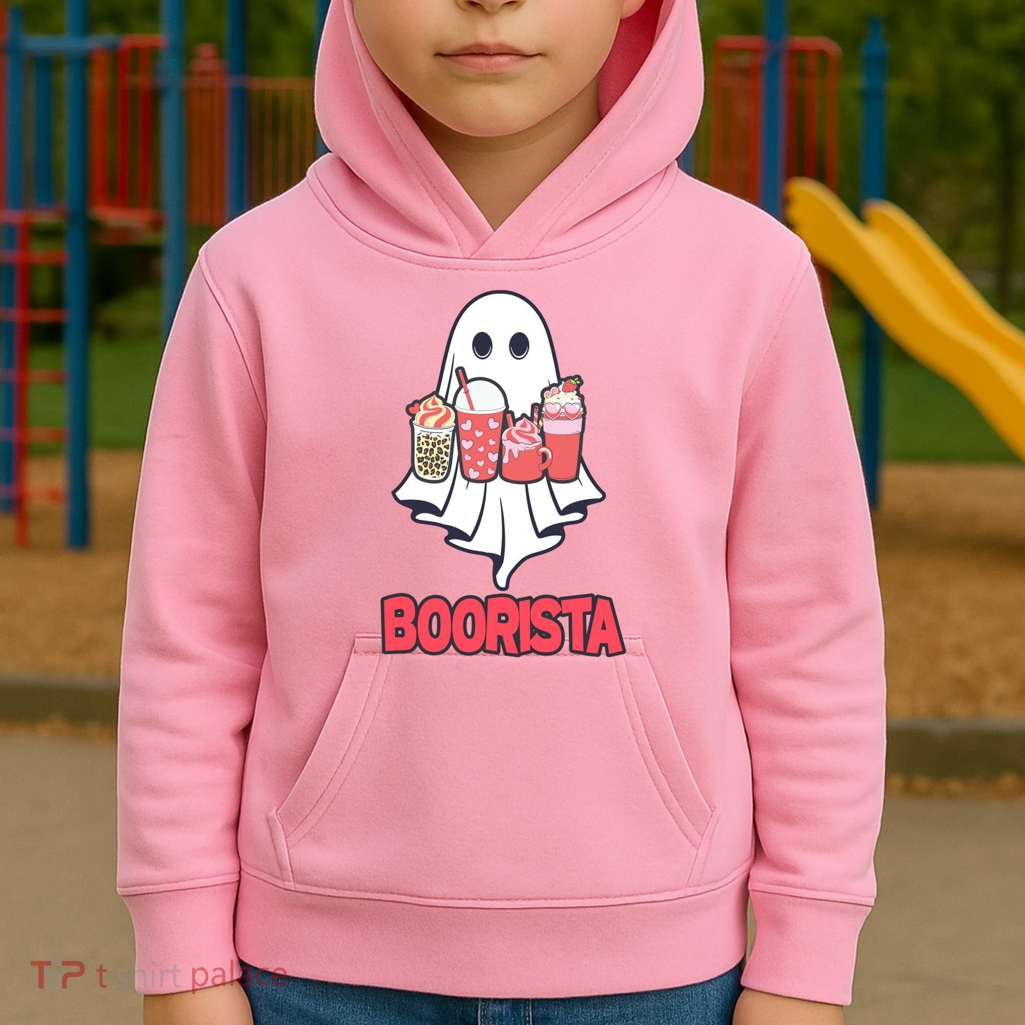 Coffee Boorista Ghost Halloween Barista Kids Hoodie