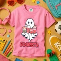 Coffee Boorista Ghost Halloween Barista Kids T-Shirt thumb 3