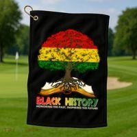 Celebrate Black History Honoring The Past Inspiring The Future Tree Root Book Golf Towel thumb 1