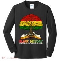 Celebrate Black History Honoring The Past Inspiring The Future Tree Root Book Kids Long Sleeve Shirt thumb 0