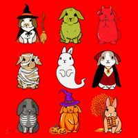 Cute Bunny Halloween Bunnies Rabbit Santa Hat thumb 1