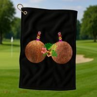 Coconut Bra Hawaii Luau Costume Funny Golf Towel thumb 1