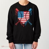 Cool Baseball Home Plate Drip Patriotic 4th Of July Women's Sweatshirt thumb 0