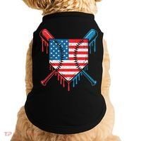 Cool Baseball Home Plate Drip Patriotic 4th Of July Doggie Tank thumb 0