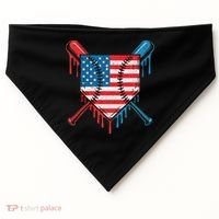 Cool Baseball Home Plate Drip Patriotic 4th Of July USA-Made Doggie Bandana thumb 0
