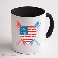 Cool Baseball Home Plate Drip Patriotic 4th Of July Coffee Mug thumb 1