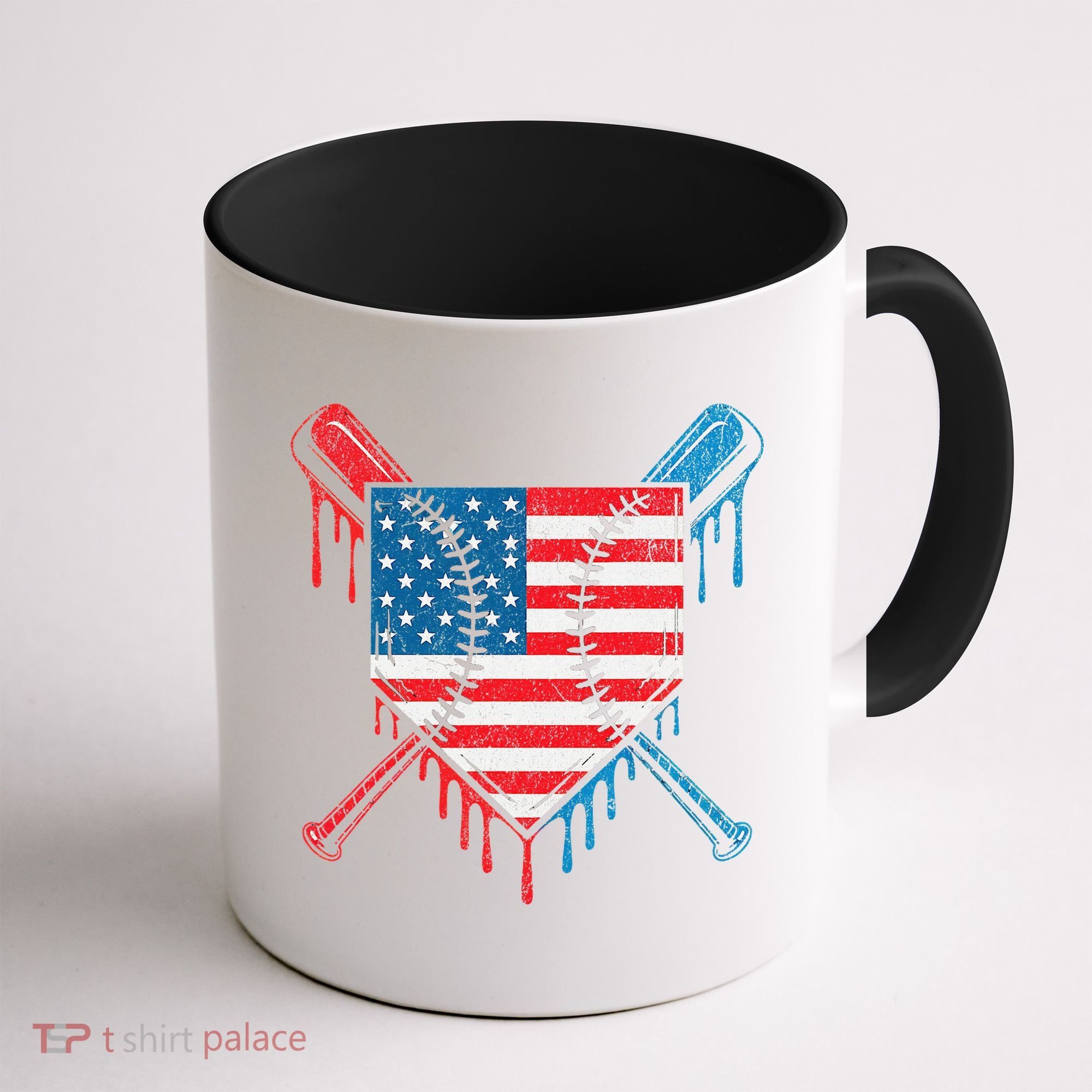 Cool Baseball Home Plate Drip Patriotic 4th Of July Coffee Mug