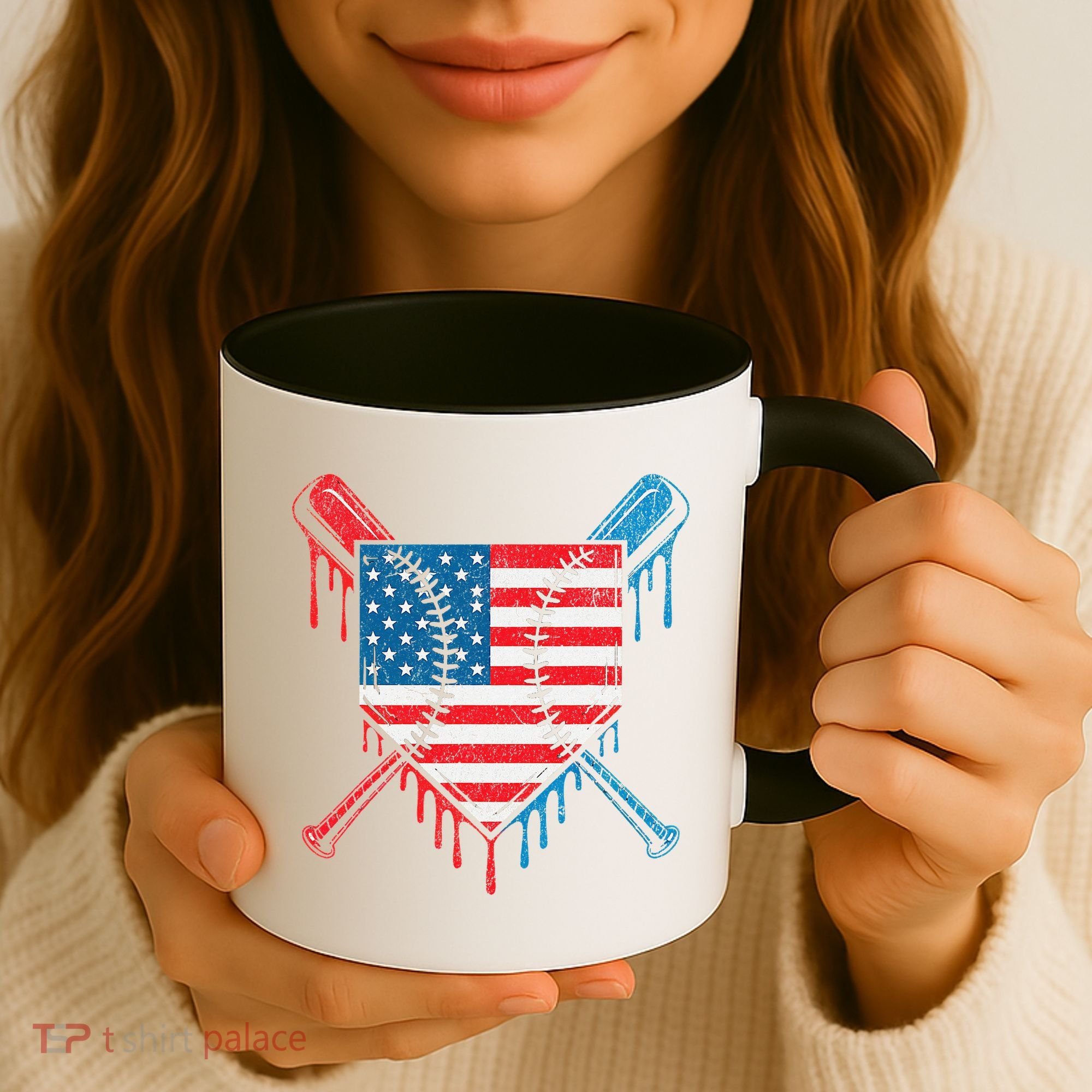 Cool Baseball Home Plate Drip Patriotic 4th Of July Coffee Mug