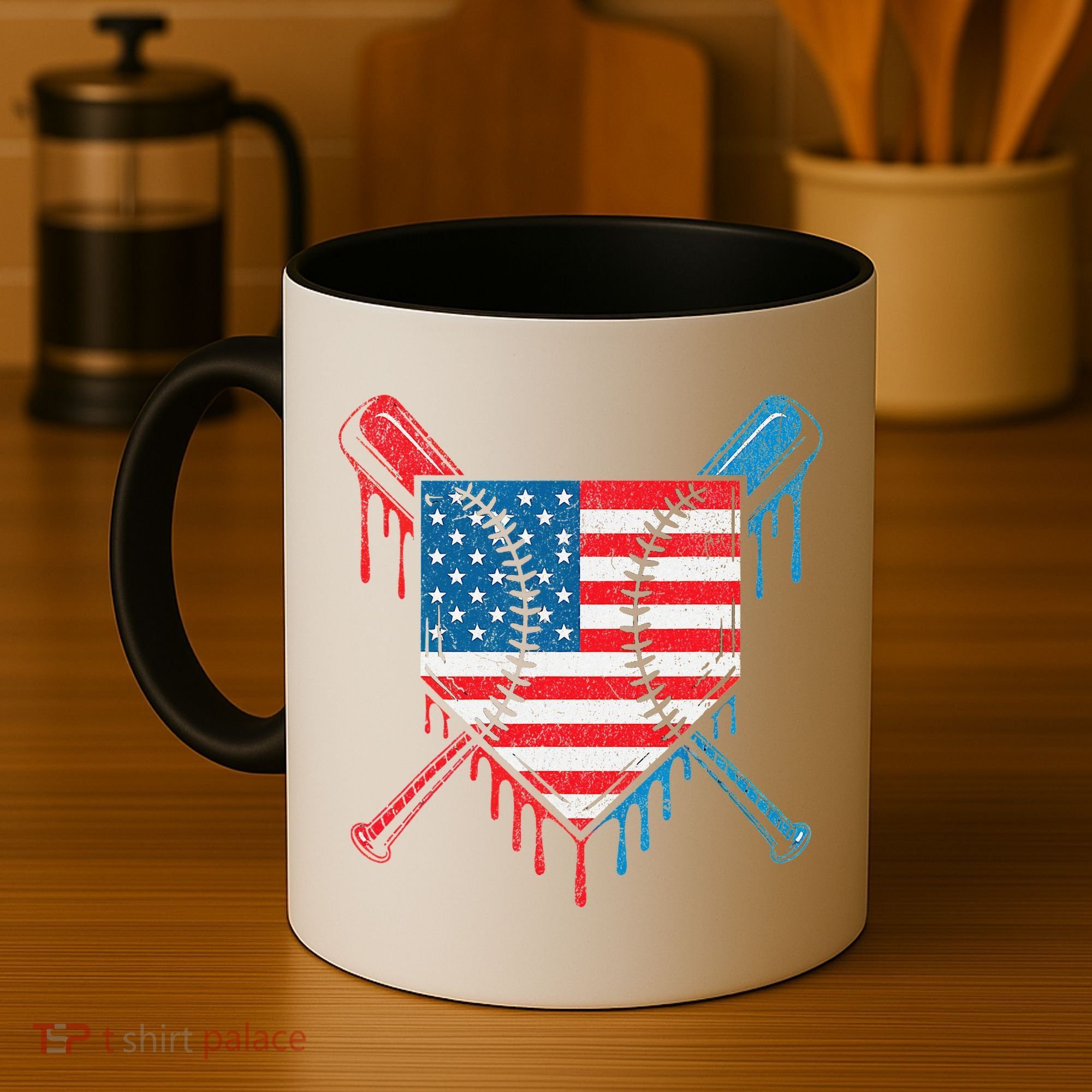 Cool Baseball Home Plate Drip Patriotic 4th Of July Coffee Mug