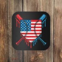 Cool Baseball Home Plate Drip Patriotic 4th Of July Coaster thumb 0