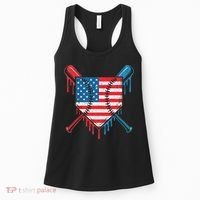 Cool Baseball Home Plate Drip Patriotic 4th Of July Women's Tank Top thumb 0